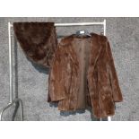 A ladies Coney fur jacket by M Michaels size 14 approx and a similar shawl by Marcus.