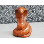 Finely carved chinese hardwood Netsuke depicting a cobra snake