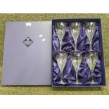 A set of six large Edinburgh Crystal drinking glasses in original box.