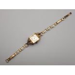 Ladies Roamer wristwatch with square case & cream dial, automatic movement, 17 jewels with ornate