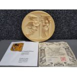 A boxed Italian l'annunciazione plaque with certificate of authenticity