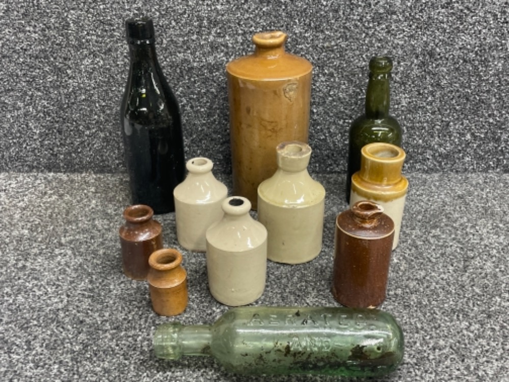 Mixed vintage bottles including Doulton Lambeth