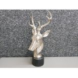 Metal stags head on base, height 32cm