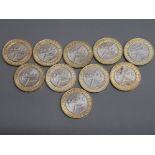 Bag containing Ten 2016 Shakespeare histories £2 coins