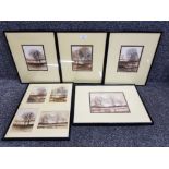 A set of three plus one watercolors by Stephen Oliver signed with labels verso 15 x 20cm, and a