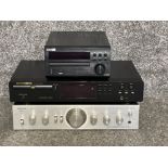 Denon cd unit, Marantz cd rewritable player and Toshiba amp