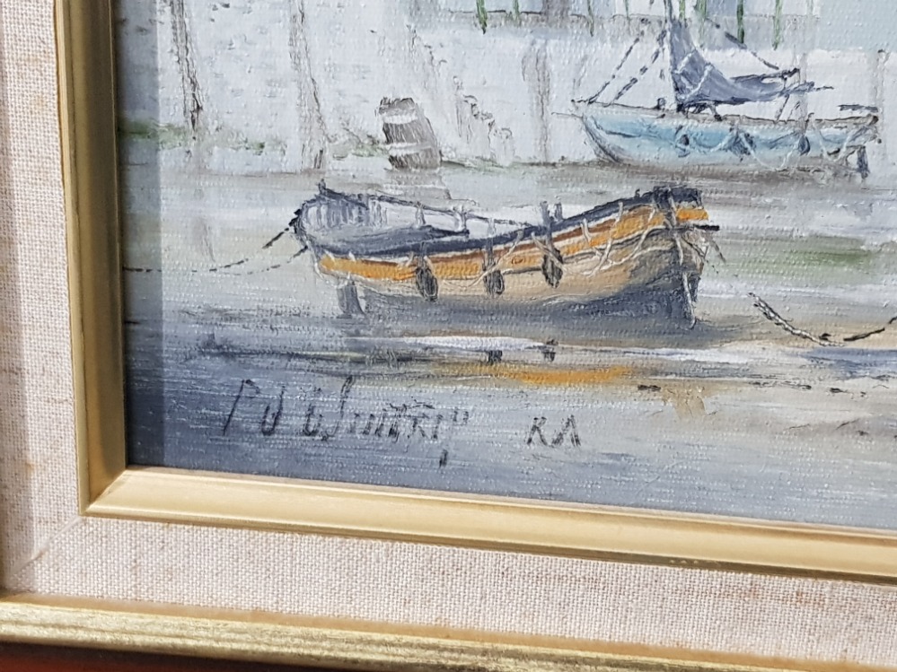 An oil painting by Paul J Wintrip fishing harbour scene 34.5 x 44.5cm. - Image 2 of 2