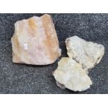 1x Large Rose Quartz rock & 2 x milky Quartz pieces