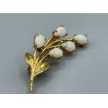 Opal stone floral brooch