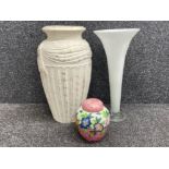 2 large vases and Maling ginger jar and lid
