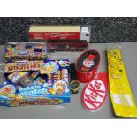 Novelty wristwatches: KitKat, Smarties and After Eight, The Bubble Watch, Smarties camera and two