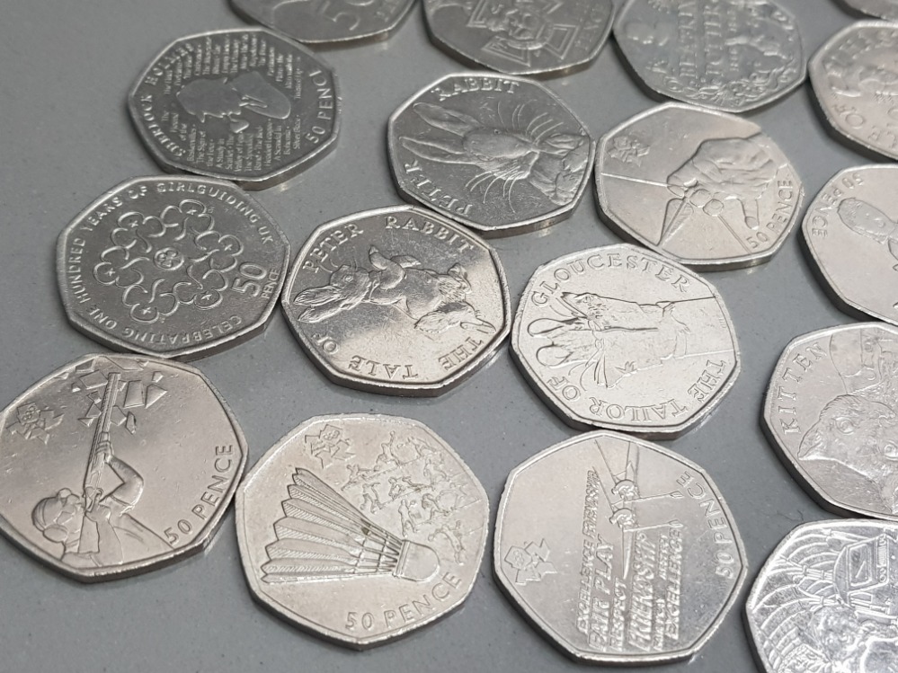30 different 50p coins including olympics, sherlock Holmes, paddington bear, beatrix potter etc - Bild 2 aus 3