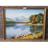 An oil painting by T Finch 'view of the Lake District' signed 41 x 51cm.