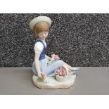 Lladro figure 1287 with wild flowers ( 1 petal missing from flower on hat)