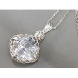 Silver and Cz pendant with silver necklet, 9.4g gross