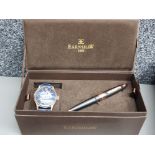 Boxed Earnshaw 1805 2 piece set includes stainless steel automatic skeleton wristwatch, rose gold