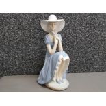 Large Nao by Lladro figure La pamel, girl seated