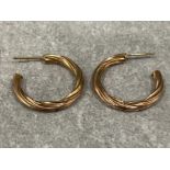 9ct gold hoop earrings (2.3G)