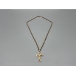 Vintage 9ct gold Crucifix and belcher chain (22”) 9.4g