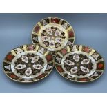 3x Royal Crown Derby Abbeydale Imari patterned tea saucers