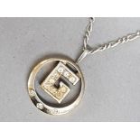 Silver & CZ initial G pendant & chain, 4.4g gross