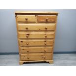 Solid pine 7 drawer chest, 46x90.5cm, height 133cm