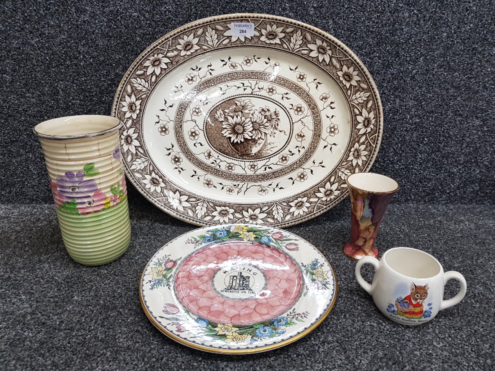 A 19th century meat dish, Maling plate, Arthur Wood vase etc. 5