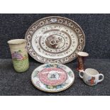 A 19th century meat dish, Maling plate, Arthur Wood vase etc. 5