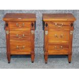 A pair of mahogany empire style bedside drawers by Louis Henri 45 x 69 x 34.5cm.