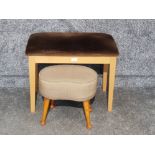 A modern piano stool with storage and a kidney shaped footstool.