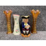 Burlington Toby jug, Maling vases and pair of others