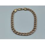 9ct gold square curb solid link bracelet (12.9g)