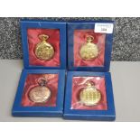 4 x boxed novelty presentation pocket watches, inc 3x gilt & 1x bronze effect