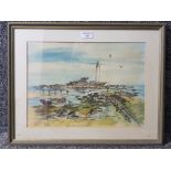 A print by Ronald Moore "St Mary's Lighthouse" 30 x 40cm.