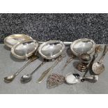 Collection of silver plated items includes spoons