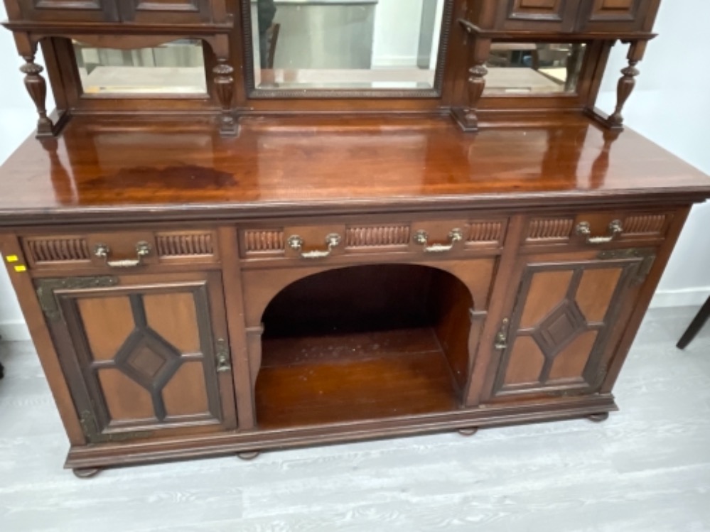 Mid - late Victorian mahogany mirror back sideboard/dresser. Featuring 4 bevelled edge mirrors, - Image 3 of 6