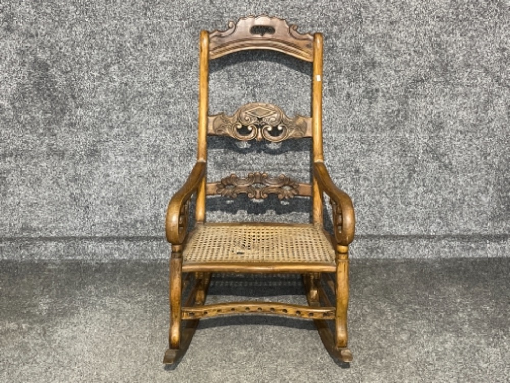 Late Victorian Spanish Oak rocking chair