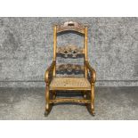 Late Victorian Spanish Oak rocking chair