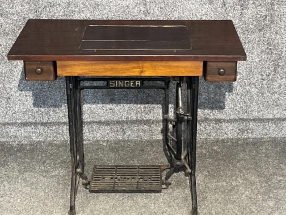 Original Victorian mahogany Singer sewing table with machine