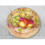 Royal Worcester handpainted miniature plate signed Roberts with fruit decoration