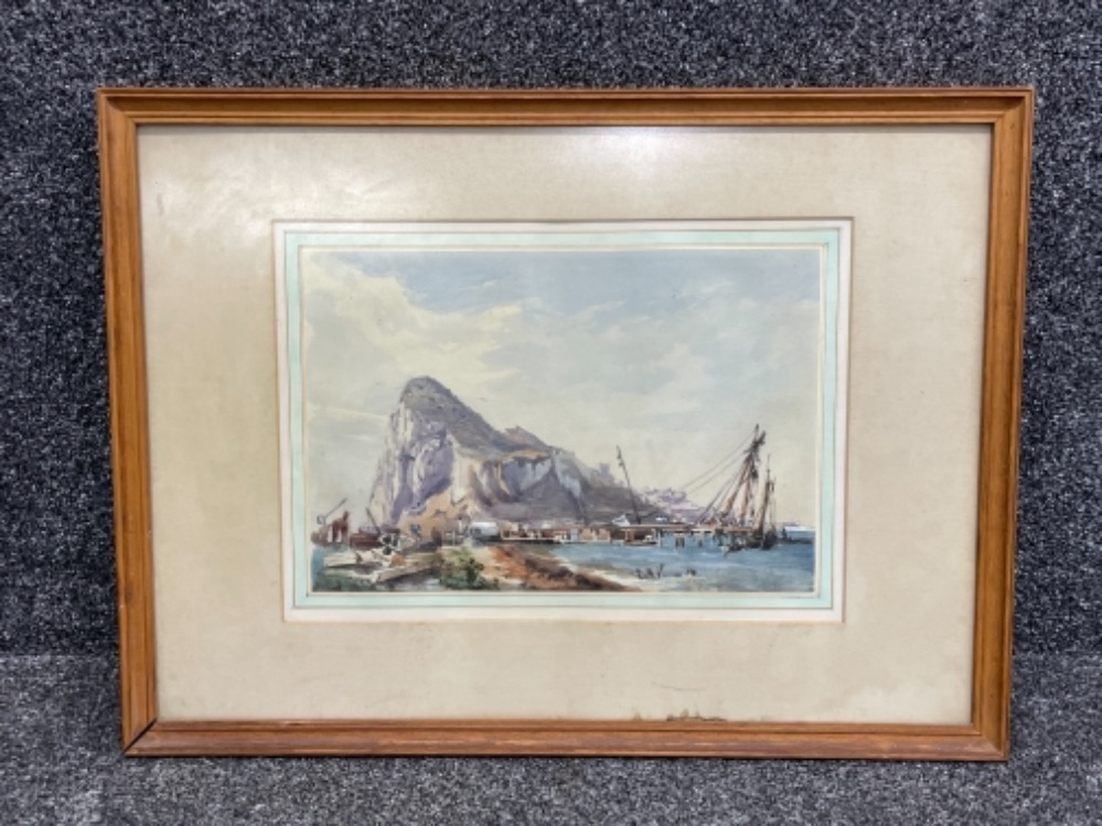 Antique original watercolour of Gibraltar by James Lewis Holloway (1824-1883) more info on reverse