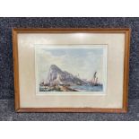 Antique original watercolour of Gibraltar by James Lewis Holloway (1824-1883) more info on reverse