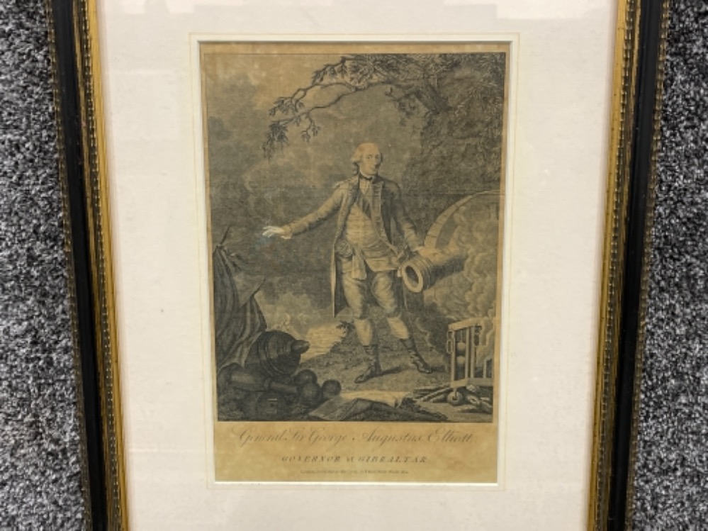 3 framed antique prints of militarily figures connected to Gibraltar including lord Nelson - Image 2 of 4