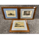 Set of 3 framed Antique prints relating to Gibraltar