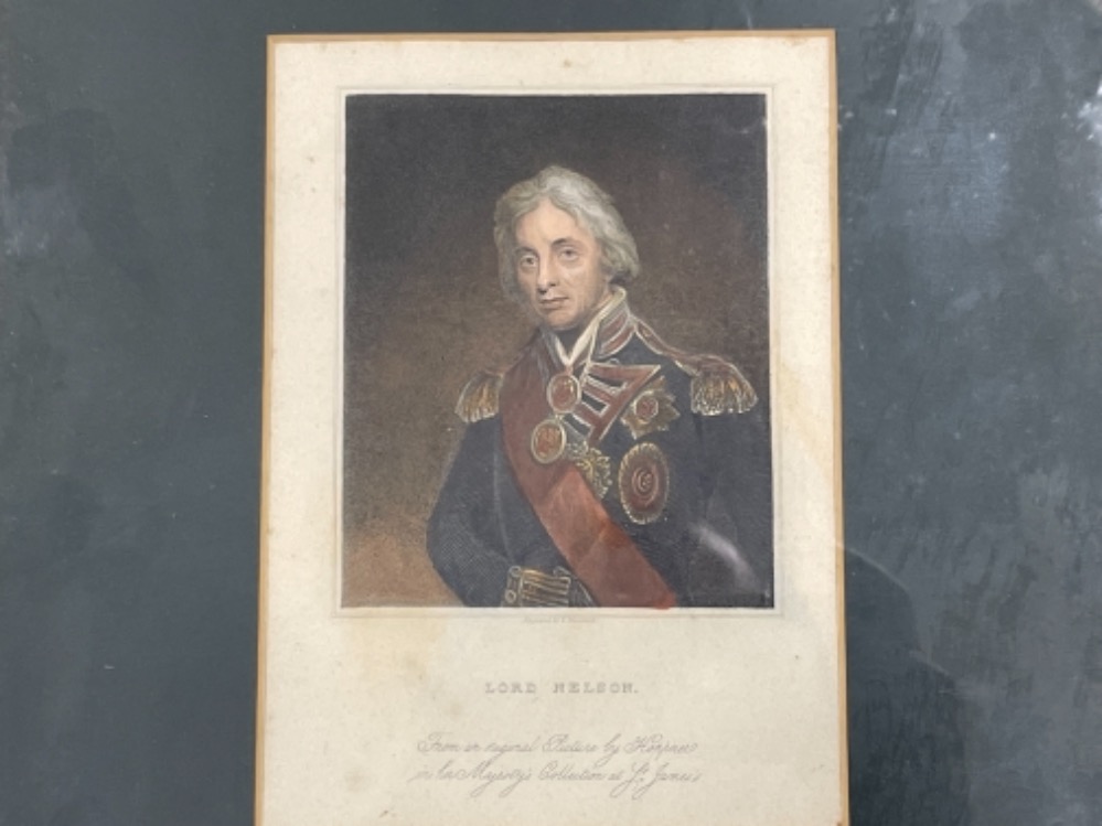 3 framed antique prints of militarily figures connected to Gibraltar including lord Nelson - Image 4 of 4