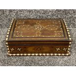 Very ornate and heavily inlaid vintage jewellery box with inner tray.