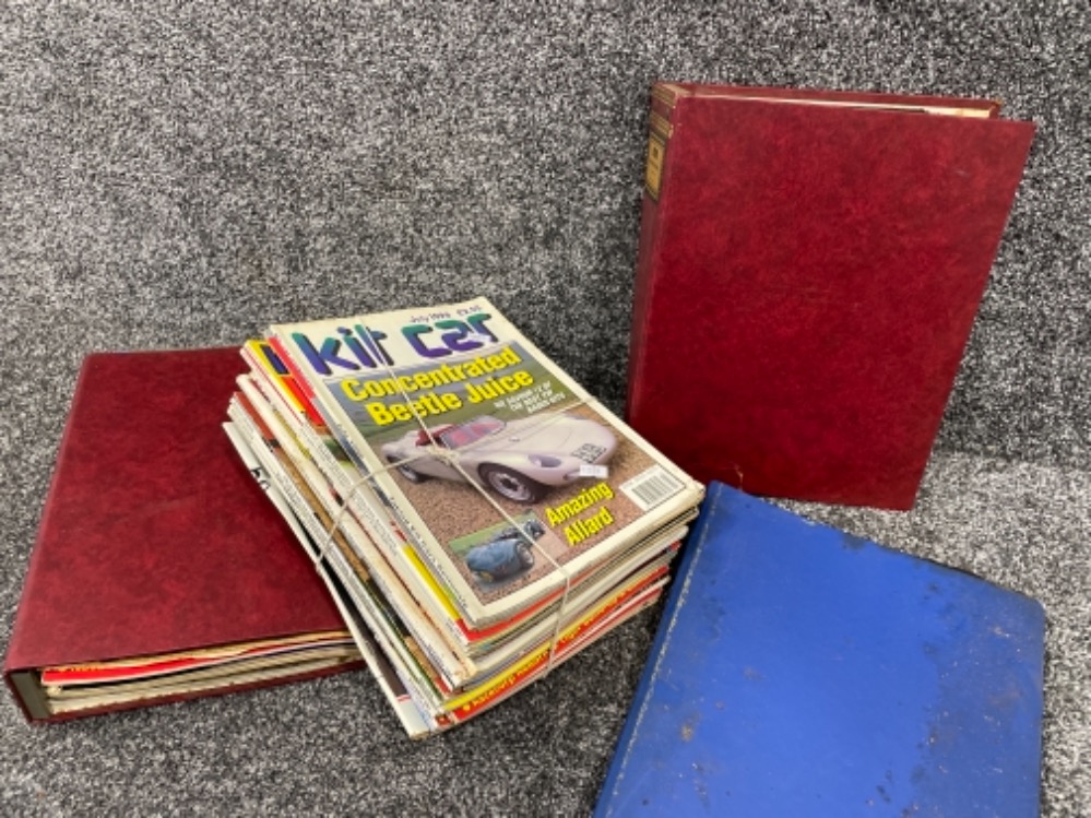 Approx 20 kit car magazines dating 1992 and also 3 binders of similar interest