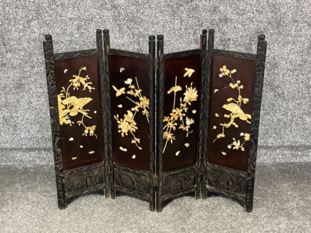 Late 1800s to early 1900s period Oriental small 4 part screen