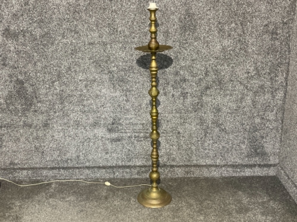 Vintage heavy brass standard lamp with very decorative column