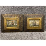 A. Gonzalez pair of oil paintings on board Naval themed (Dutch and British)